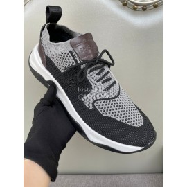 Berluti Shadow Light Knitted Leather Sneakers For Men Gray
