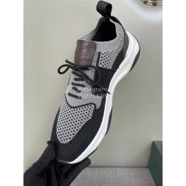 Berluti Shadow Light Knitted Leather Sneakers For Men Gray