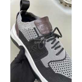 Berluti Shadow Light Knitted Leather Sneakers For Men Gray