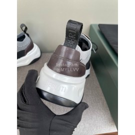 Berluti Shadow Light Knitted Leather Sneakers For Men Gray