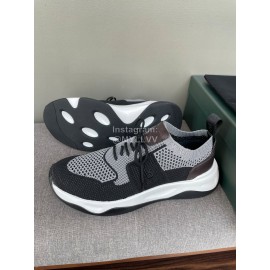 Berluti Shadow Light Knitted Leather Sneakers For Men Gray