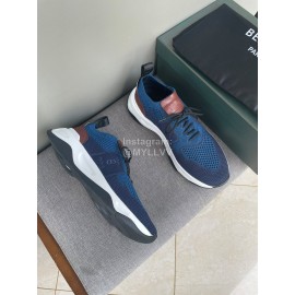 Berluti Shadow Light Knitted Leather Sneakers For Men Blue