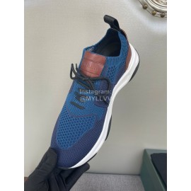 Berluti Shadow Light Knitted Leather Sneakers For Men Blue