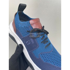 Berluti Shadow Light Knitted Leather Sneakers For Men Blue