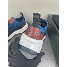Berluti Shadow Light Knitted Leather Sneakers For Men Blue