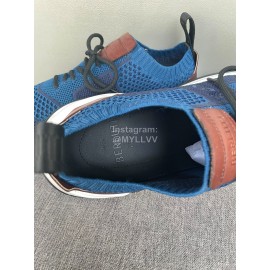 Berluti Shadow Light Knitted Leather Sneakers For Men Blue