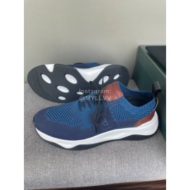 Berluti Shadow Light Knitted Leather Sneakers For Men Blue