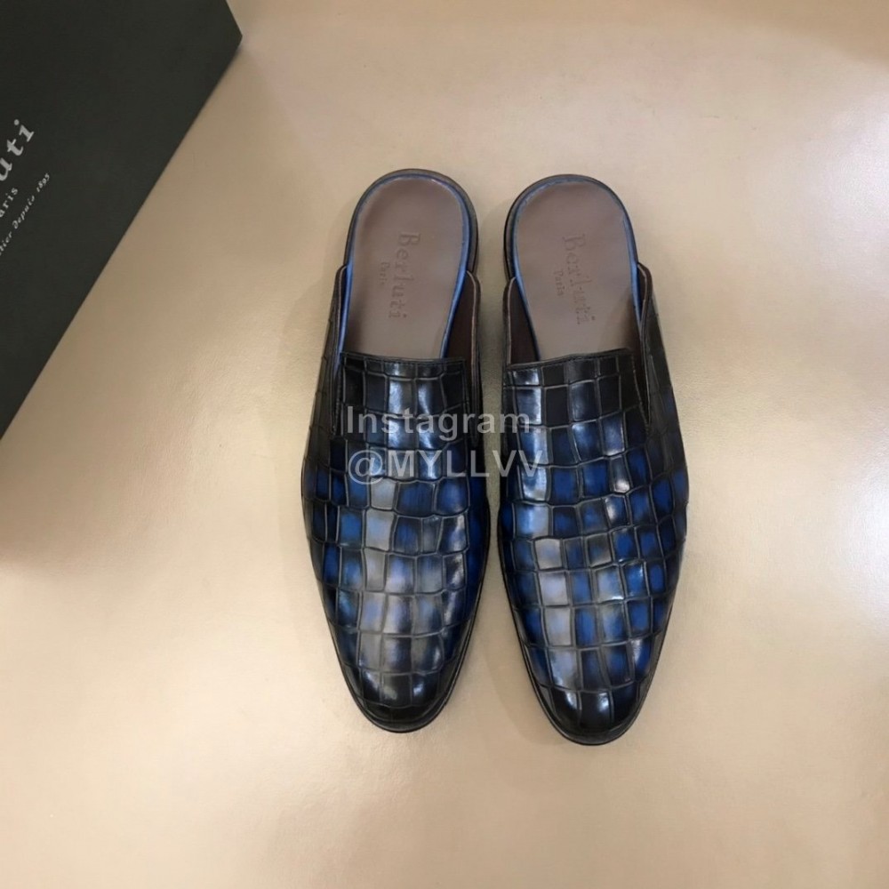 Berluti Fashion Plaid Calf Leather Casual Scandals For Men Blue