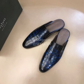 Berluti Fashion Plaid Calf Leather Casual Scandals For Men Blue