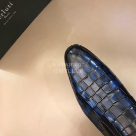 Berluti Fashion Plaid Calf Leather Casual Scandals For Men Blue