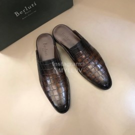Berluti Fashion Plaid Calf Leather Casual Scandals For Men Coffee