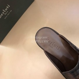 Berluti Fashion Plaid Calf Leather Casual Scandals For Men Coffee
