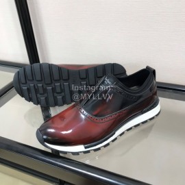 Berluti Calf Leather Casual Shoes For Men Reddish Brown