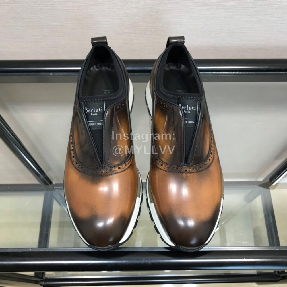 Berluti Calf Leather Casual Shoes For Men Brown