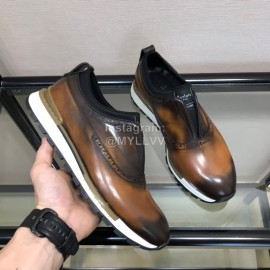 Berluti Calf Leather Casual Shoes For Men Brown