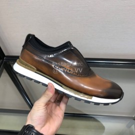 Berluti Calf Leather Casual Shoes For Men Brown