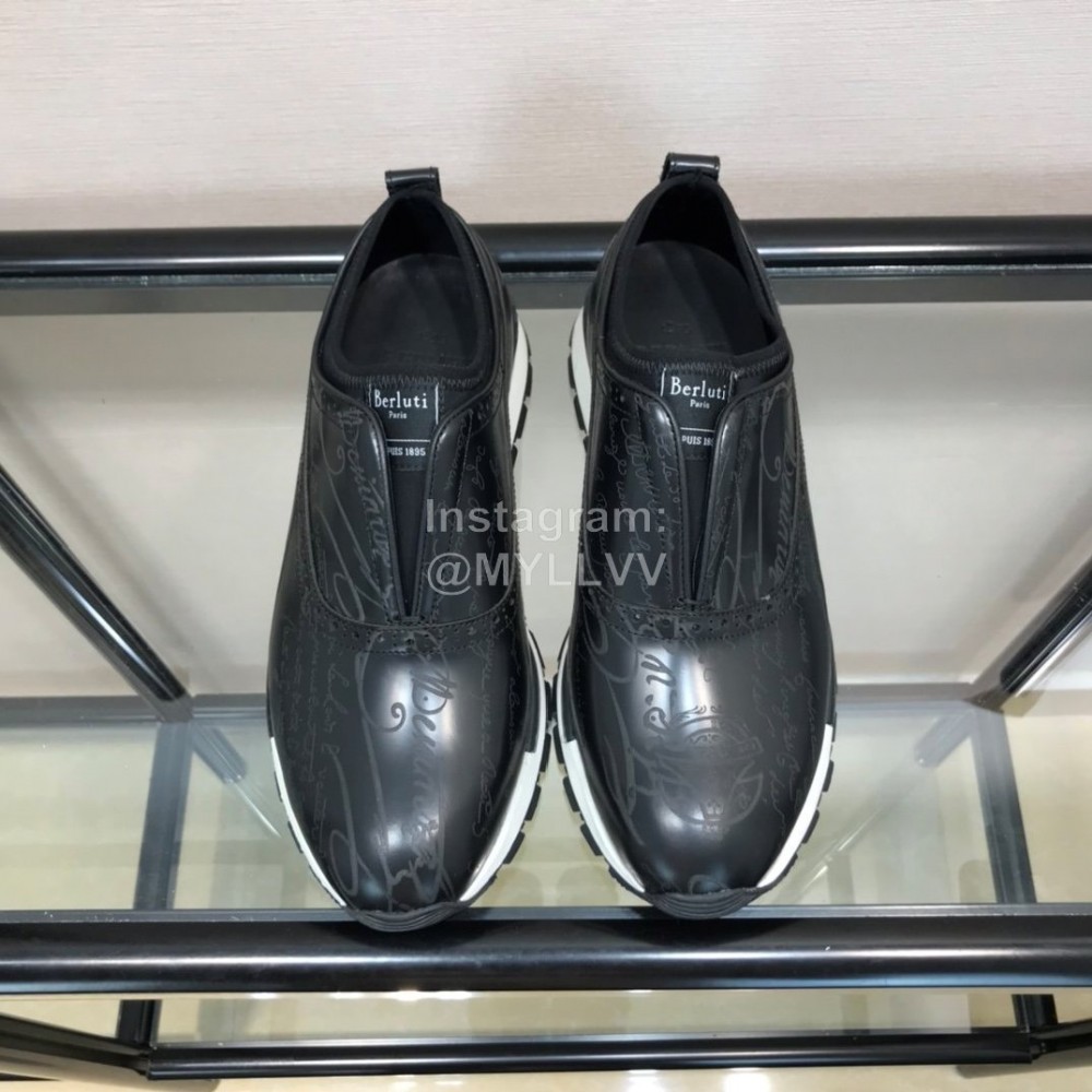 Berluti Black Calf Leather Casual Shoes For Men 