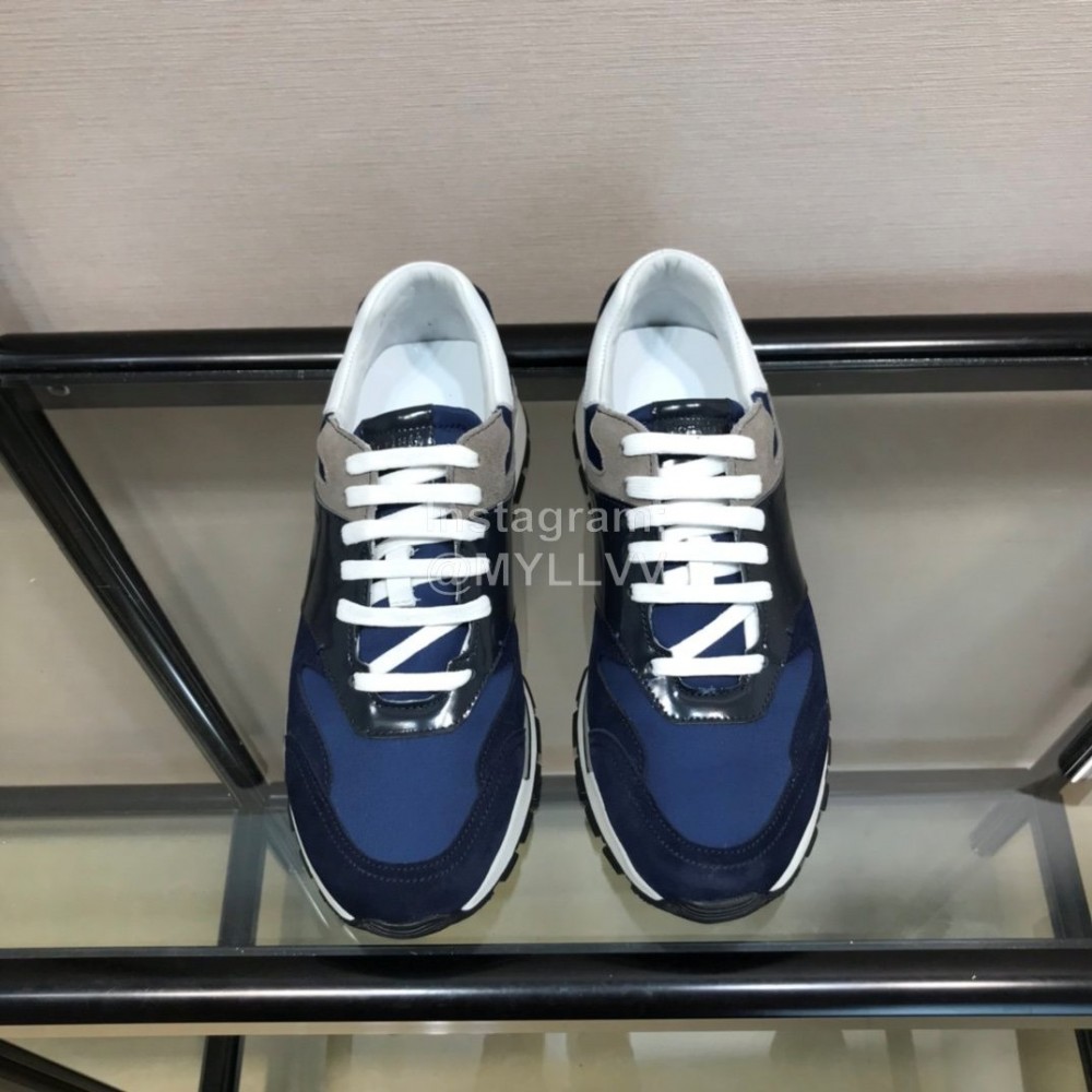 Berluti Calf Leather Elastic Cloth Casual Sneakers For Men Blue