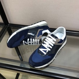 Berluti Calf Leather Elastic Cloth Casual Sneakers For Men Blue
