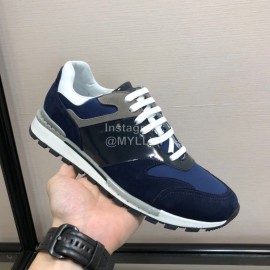 Berluti Calf Leather Elastic Cloth Casual Sneakers For Men Blue