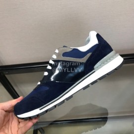 Berluti Calf Leather Elastic Cloth Casual Sneakers For Men Blue