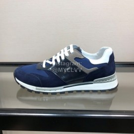 Berluti Calf Leather Elastic Cloth Casual Sneakers For Men Blue