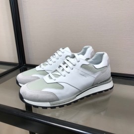 Berluti Calf Leather Elastic Cloth Casual Sneakers For Men White