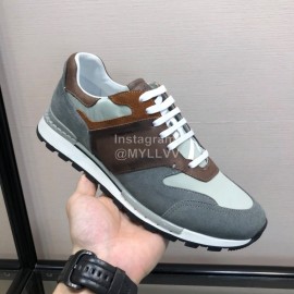 Berluti Calf Leather Elastic Cloth Casual Sneakers For Men Gray