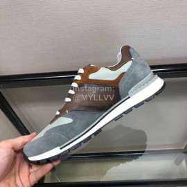 Berluti Calf Leather Elastic Cloth Casual Sneakers For Men Gray