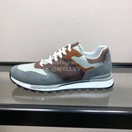 Berluti Calf Leather Elastic Cloth Casual Sneakers For Men Gray