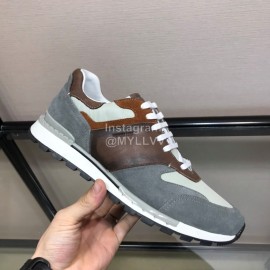 Berluti Calf Leather Elastic Cloth Casual Sneakers For Men Gray