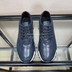 Berluti Calf Leather Casual Board Shoes For Men Navy