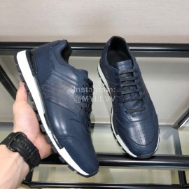 Berluti Calf Leather Casual Board Shoes For Men Navy