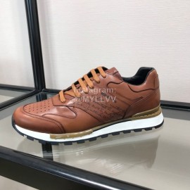 Berluti Calf Leather Casual Board Shoes For Men Brown