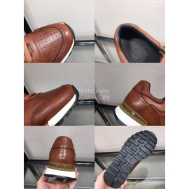 Berluti Calf Leather Casual Board Shoes For Men Brown