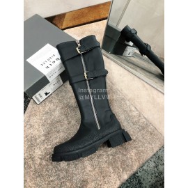 Both Cowhide Thick High Heeled Long Boots For Women Black