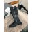 Both Cowhide Thick High Heeled Long Boots For Women Black