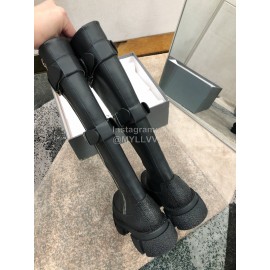 Both Cowhide Thick High Heeled Long Boots For Women Black