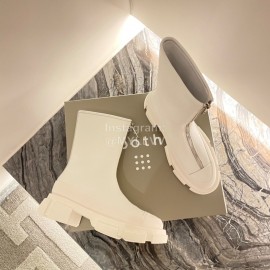 Both Cowhide Thick High Heeled Zipper Boots For Women White