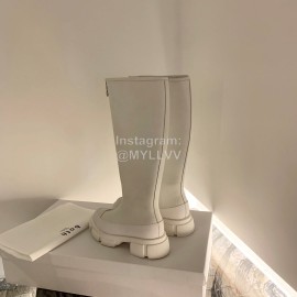 Both Silk Cowhide Thick High Heeled Zipper Long Boots For Women White