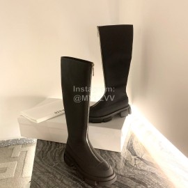 Both Silk Cowhide Thick High Heeled Zipper Long Boots For Women Black