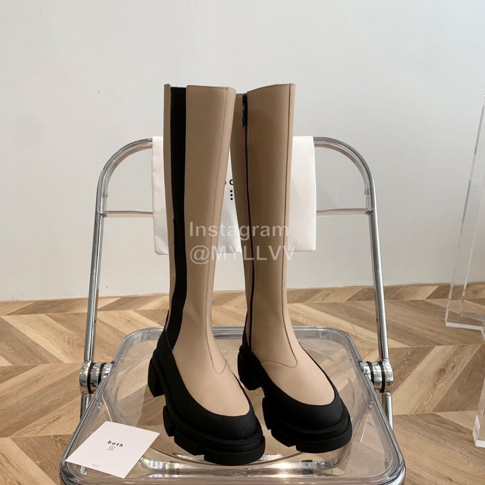 Both Soft Cow Leather Thick Soles Boots For Women Apricot