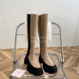 Both Soft Cow Leather Thick Soles Boots For Women Apricot