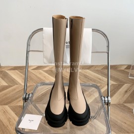 Both Soft Cow Leather Thick Soles Boots For Women Apricot
