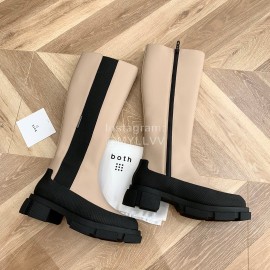 Both Soft Cow Leather Thick Soles Boots For Women Apricot