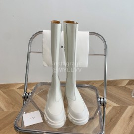 Both Soft Cow Leather Thick Soles Boots For Women White