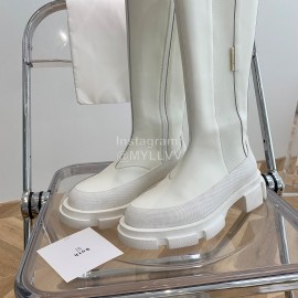 Both Soft Cow Leather Thick Soles Boots For Women White