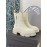 Both Cowhide Thick High Heeled Short Chelsea Boots For Women White