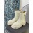 Both Cowhide Thick High Heeled Short Chelsea Boots For Women White