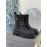 Both Cowhide Thick High Heeled Short Chelsea Boots For Women Black